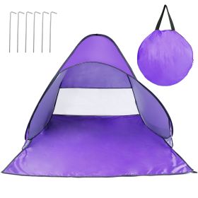 1Pc 2-3Person Beach Tent With Net Window Storage Bag 64.96 X 59.06 X 43.31in Anti-UV Automatic Waterproof For Outdoor Beach Camping Fishing Park (Color: Purple)