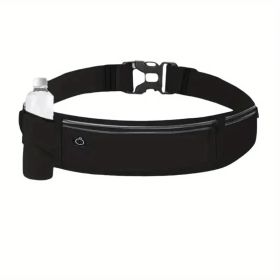 Breathable Invisible Running Waist Pack - Nylon with Lock Closure, Reflective Strips & Multiple Pockets for Hiking, Dog Walking (Color: Black)