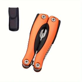 "Tactical Survival Tool Set - Professional Stainless Steel Pliers with Built-in Knife" (Color: Orange camping outdoor)